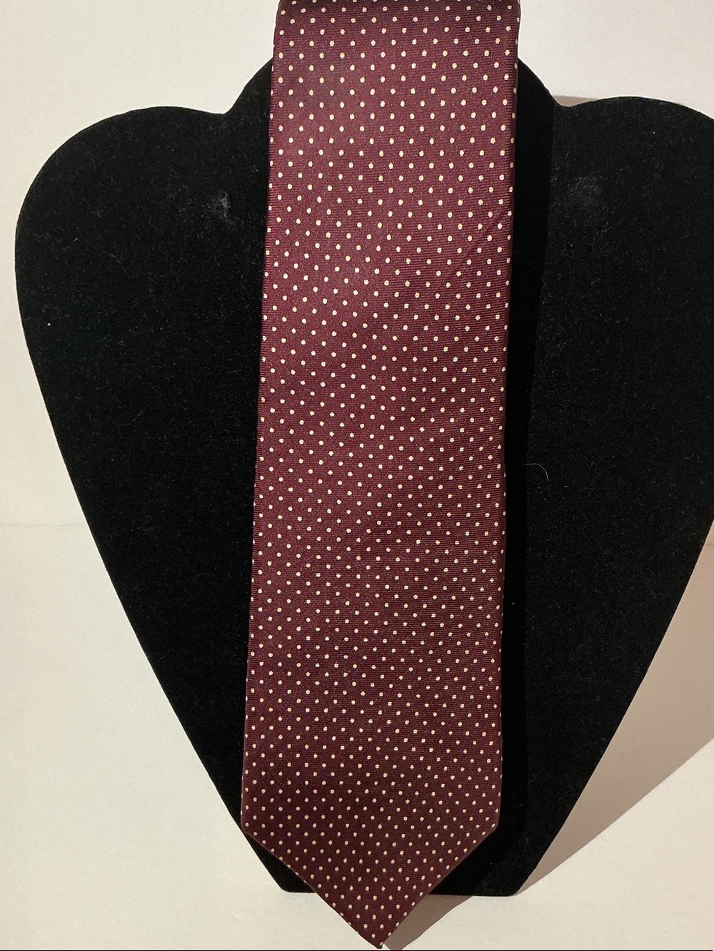 Christian Dior silk Maroon Tie with White Microdots